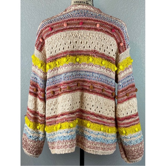 Anthropologie Izabel Pommed Multi-Color Knit Cardigan Sweater, size Small - Picture 3 of 7